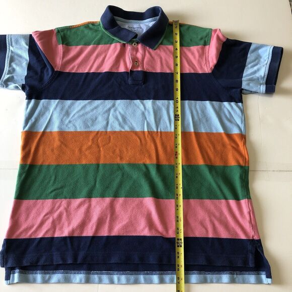 Lands End Mens Collared Short Sleeve Polo Shirt Multicolor Striped Size Large - Picture 6 of 13